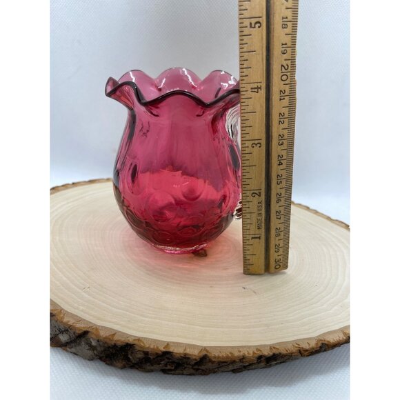 Vintage Pilgrim Glass Co. Cranberry 4" Mini Art Glass Pitcher - Picture 7 of 7